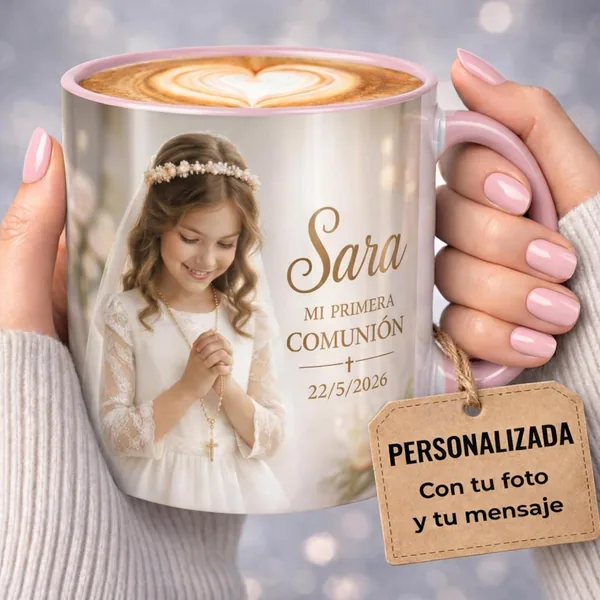 Personalised Mug Photo Text Gift Emotional Souvenir Original Ceramic 350ml Resistant Microwave Dishwasher Unique Design Love Family Friends Birthday Special Surprise (Pink)
