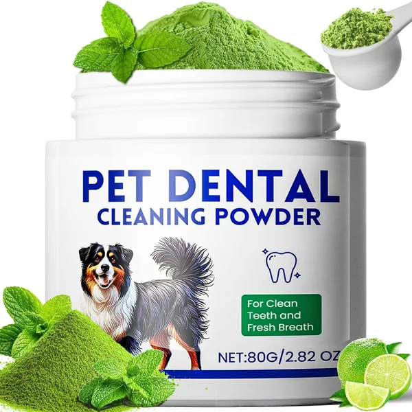 Dog Dental Powder-Teeth Cleaning Made Easy-Targets Tartar & Bad Breath-Safe for Large And Small Dogs