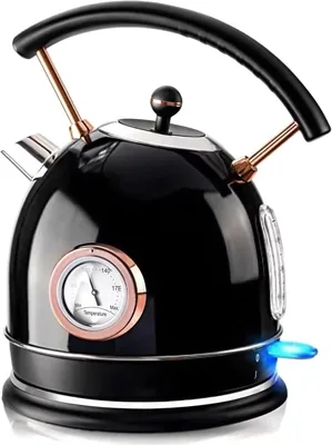 Electric Kettle 1.8L Stainless Steel Temperature Display 2200W Fast Boil Retro Auto Shut Off BPA-Free