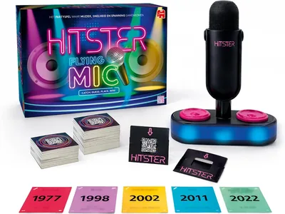 Hitster Vliegende Microfoon - Muzikaal Reactie Spel voor Volwassenen met 225 Hits | Leuke Kaart & Bordspel voor Feesten, Spelavonden en Vrienden