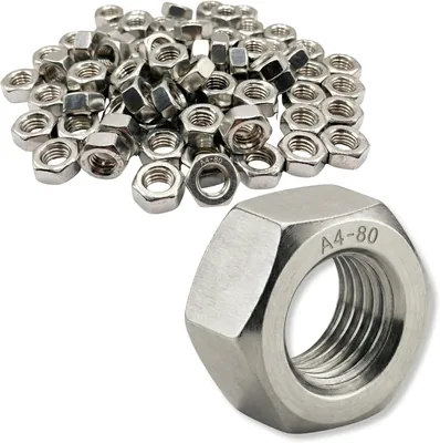 PRORAJE M5 hexagonale Mutter aus Edelstahl A4 für Schrauben, Gewindestangen, Bolzen, Durchmesser 5 mm, Muttern DI
