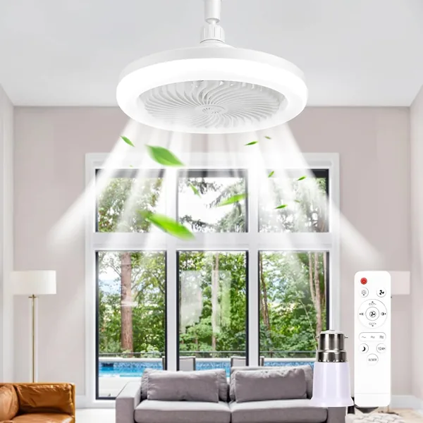 BomKra Ceiling Fans with Lights and Remote LED Ceiling Fan Light E27 Socket with B22 Adapter 30W Timer 3000-6500K 3 Color 3 Speed Fan Lights Ceiling for Bedroom Kitchen Garage Bath