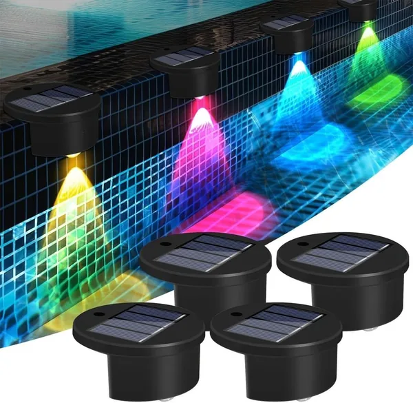 Foreverup Pack de 4 Lámparas Solares para Piscina Exteriores, Luces LED Impermeables