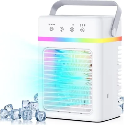 Climatiseur Mobile Silencieux 900ML - Refroidisseur d'Air avec 3 Niveaux de Flux, 3 Modes de Brumisation, Minuterie 2/4/6H, É