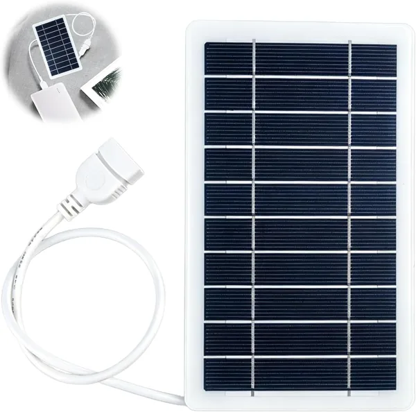 Portable Solarkarger 2W 5V med USB-anslutning - IP65 Vätvänt solpanel för vandring, kamp och utomhusaktiviteter - Hållbar