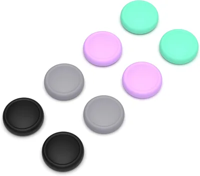 Playvital 8Pcs Tapas para Pulgares para Nintendo Switch 2, Funda de Silicona para Joystick para Switch 2 - Violeta Suave & Ve