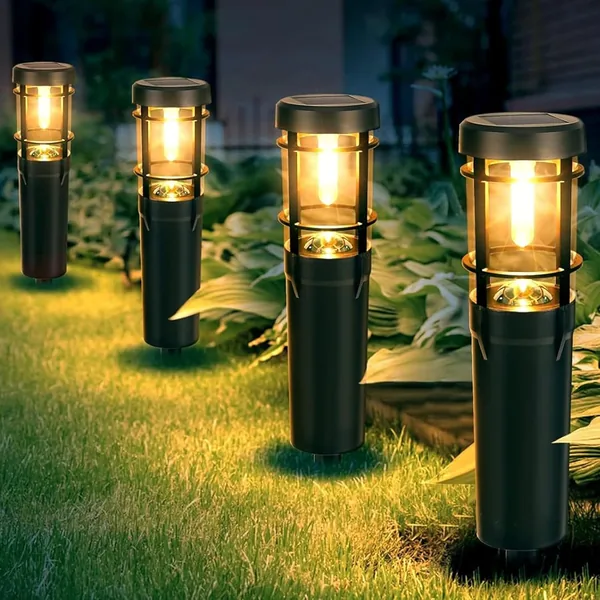 4 x IP65 Waterproof Solar Garden Lamps Warm White LED Solar Light Outdoor Garden Lamp Ground Balcony Decoration for Swimming Pool Yard Driveway