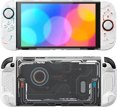 Funda Protectora Playvital para Nintendo Switch 2, Carcasa Rígida Dockable con Grips de Silicona Antideslizante y Ergonómica