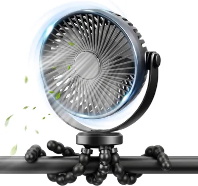Ventilatore Mini Portatile USB Silenzioso con Supporto Regolabile, Rotazione 360°, 3 Velocità, 2000mAh per Passeggino/Ufficio - Miglior Affare