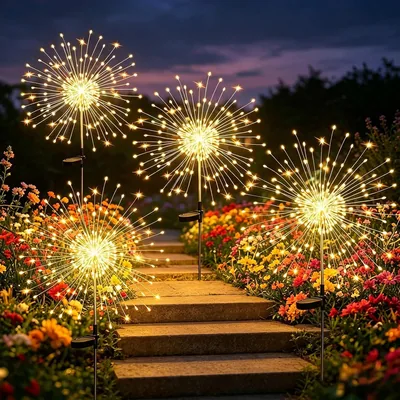 Joycome Luci Solari, 4 Pezzi Lampade da Giardino Esterne, 120 LED Steli Solari Resistenti all'Acqua IP65 per Giardini