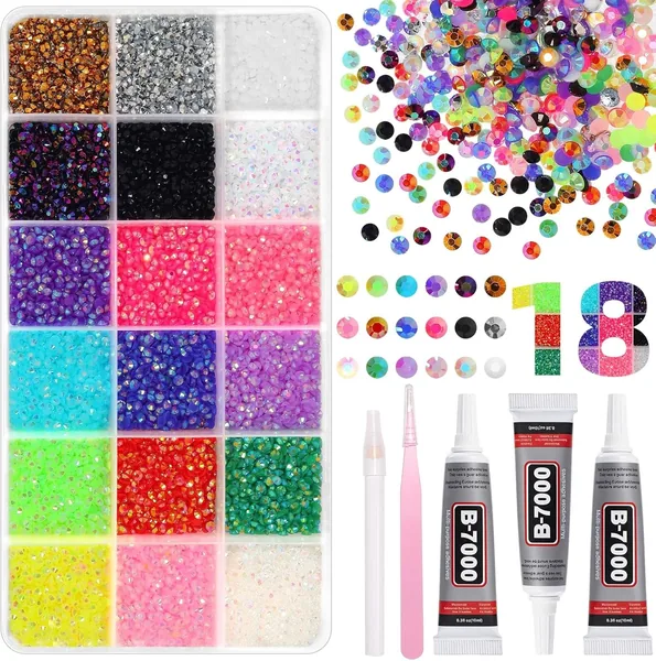 Rhinestones Bedazzling Kit 18000pcs 3mm Mixed Color Resin Jelly Flatback Gems - Best Price