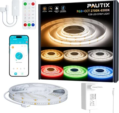 PAUTIX COB LED Stripe RGB multicolor 10m mit App-Steuerung, dimmbar, 2700K-6500K Best Deal