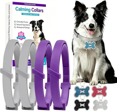 Collar Impermeable para Perro ALLFYL 4Pcs, Cuello Ajustable 62 cm con Placas de Identificación - 35% Off