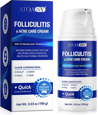 Crema para Folliculitis y Acné con Ácido Salicílico 1% y Extractos Herbales, Escama, Cara, Cuerpo y Caderas, Pelos Encajados, Granito - Mejor Oferta