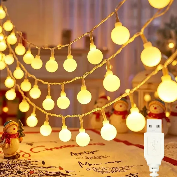 ZingBox USB Lichterkette Kugeln, 3M 20 LED Lichterkette Kugeln Warmwei
