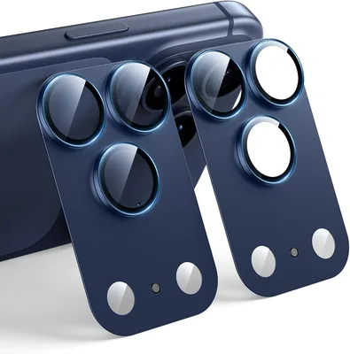 Protecteur d'objectif Tauri pour iPhone 17 Pro 6.3 pouces, protection complète en verre trempé 9H, plaque métallique mate, résistant aux rayures