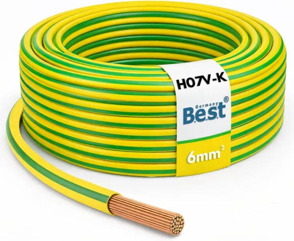 Grounding Cable 10 m 6 mm Green/Yellow Flexible - PVC Core Cable H07V-K for PV Systems