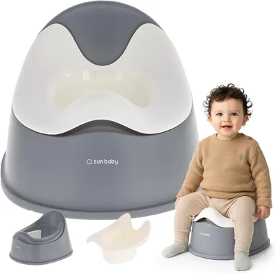 SUN BABY Nocnik dla dzieci 18-36 miesięcy Ciemnoszary-Biały | antypoślizgowe nóżki, ergonomiczne oparcie, wyjmowany wkład