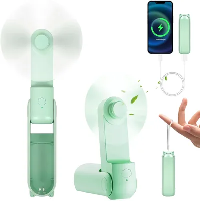 FainFun Handheld Fan Mini Fan 3 in 1 mit 4500 mAh Power Bank USB Batterie Kleiner Batteriebetriebener Max 37 Stunden Laufzeit Tragbar - Best Deal