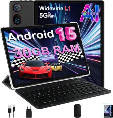 DMOAO 10 Pouces Tablette Android 15 avec 30 Go RAM + 2 To ROM, Widevine L1, 5G Wi-Fi, Gemeni AI, 8 Coeurs, GPS, 2 en 1 FHD - 57% de Réduction