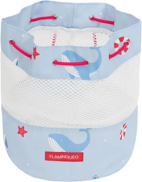 Mochila Flamingueo para Niños - Playa y Piscina - Resistente al Arena - Cinturas Ajustables - Mesas Laterales y Inferiores de Malla - Poliéster, Azul