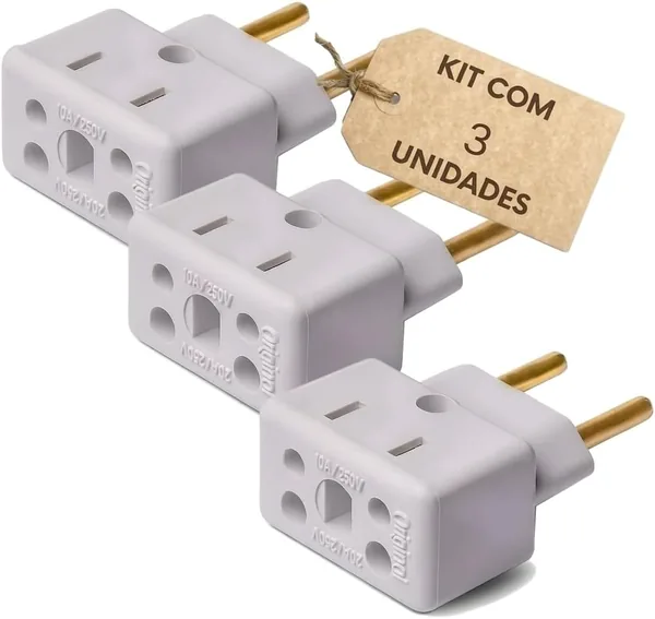 Bob 10A e 20A Bivolt Compacto Adaptor Kit para Homes e Ofcios de 3 Entradas Branco
