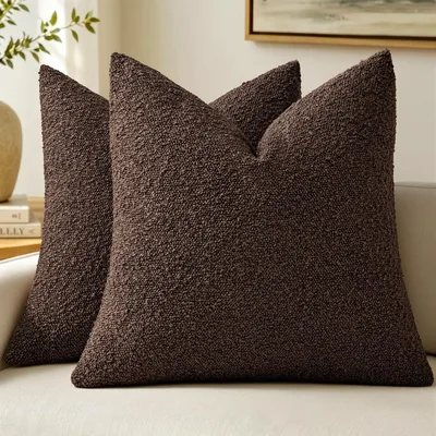 MIULEE Cocoa Brown Boucle Throw Pillow Covers 18x18 Inch Best Deal