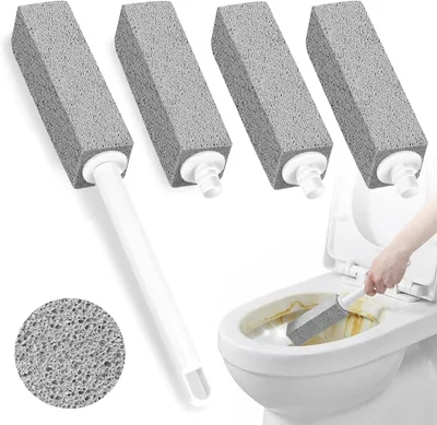 MOYAC 4 Pack Piedra Pómez de Limpieza, Limpiadora Reemplazable de Inodoro con Mango Largo, Cepillo de Limpieza de Piedra Pómez - 28% Descuento