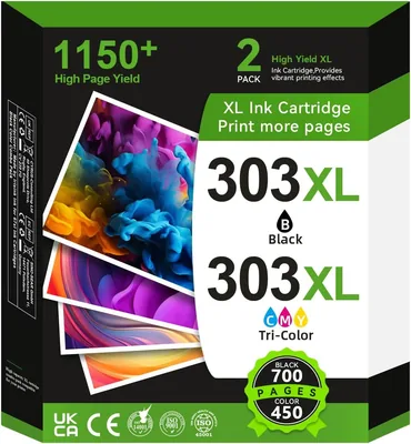Multipack 303 XL Cartouches d'encre noires et colorées compatibles avec HP 303 pour Envy Photo 6232/6230