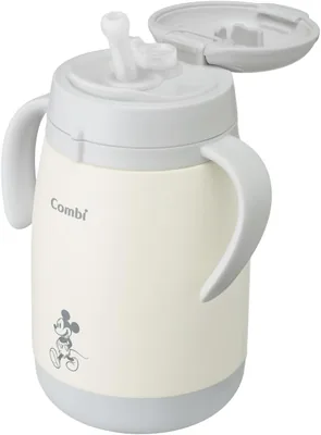 Combi Raku Mug Stainless Steel Leak Proof Straw, Large Mickey - Vacuum Flask Keeps Cold