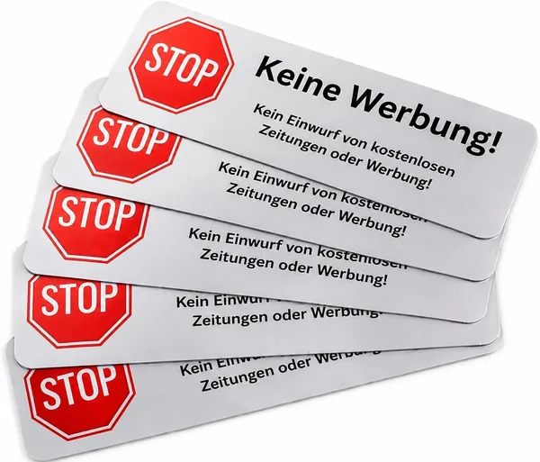 No Advertising Stickers for Letterbox - Pack of 5 Silver Foil 67 x 21 mm