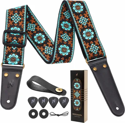 Nefelibata - Correa de guitarra con doble capa de piel vacuno para guitarras bajas, eléctricas y acústicas Best Deal