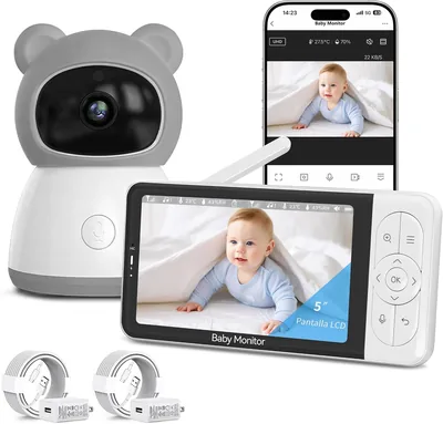Monitor Bebé WiFi, Monitor de Video para Bebe con Audio Bidireccional, Detección de Llanto y Movimiento, Visión Nocturna Infr, Best Deal