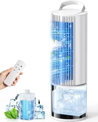 Mobile Air Conditioning 6-in-1, Luftkühler mit 3 Geschwindigkeitsstufen, Turbo-Modus, Schlafwind, Nebelfunktion und Timer (1-8 Stunden), 45°/90°