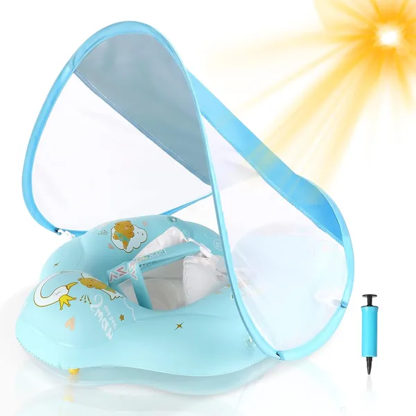WYRIAZA Baby Float con Umbrella, Flotadores para Bebés, Flotador Inflable con Protector Solar Extraíble 3-36 Meses (5-16 kg) - Mejor Oferta