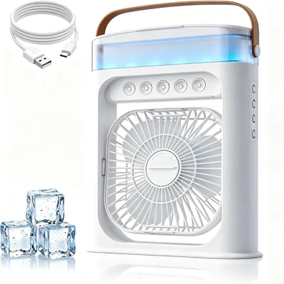 Bwaliffury Aire Acondicionado Portatil 4 en 1, Mini Enfriador de Aire 500ml, USB Ventilador Portátil, Mini Climatizador con 3 Best Deal