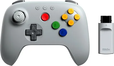 Control 8Bitdo | AKNES 64 2.4G Inalámbrico para Consola N64 Original, Joystick de Efecto Hall, Receptor Inalámbrico Incluido