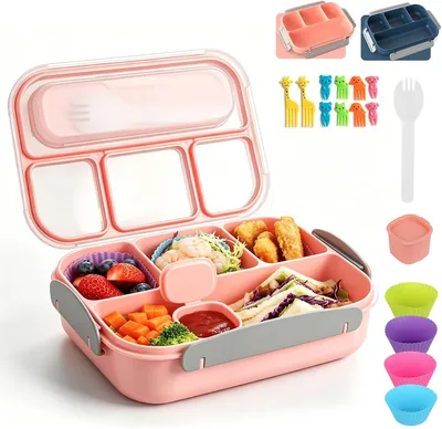 KIROGILY Lunch Box Kids, Lonchera Escolar Lonchera Niña 1300ml con 4 Compartimentos a Prueba de Fugas, Bento Box Kids (29% Off)