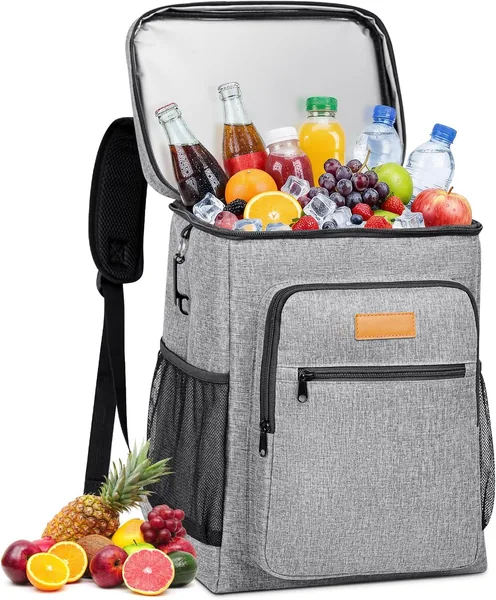 SUNTRIVA Thermal Backpack Fridge 24L Insulated Lunch Bag Insulated Waterproof Backpack for Men and Women for Picnic Outdoor Camping Barbecue Beach Grey