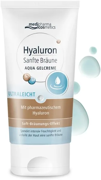Hyaluron Gentle Tan Aqua Gel Cream - with Ultralight Texture and Tanning Effect - Moisturising and Nourishing