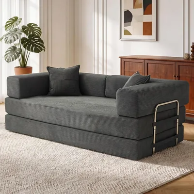 Sofa cama Vipbear 3 plazas, 200 cm de corduroy premium, modular y versátil 5 en 1 con espuma de memoria de alta densidad
