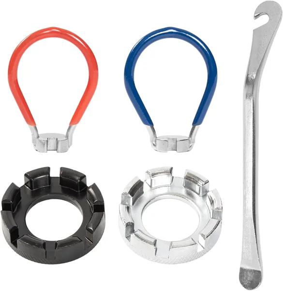 5 PCS Bicycle Spoke Wrench Tool, Portable Bike Tools with Tire Lever, Spoke Torque Wrench Kit for 10-15 Gauge