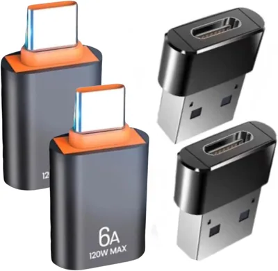 4 adaptery typu C/A - 2 konwertery C na A + 2 A na C - szybkie ładowanie, kompatybilne z iPhone 15, Samsung MacBook