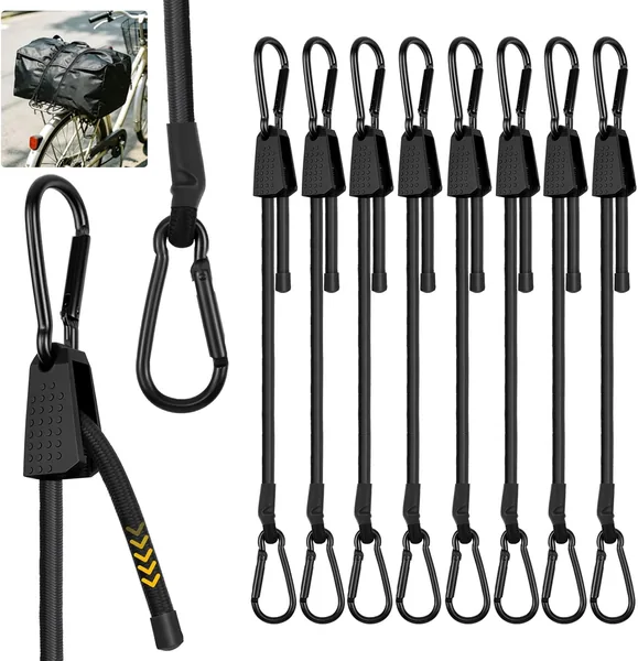 Expander mit Karabiner Haken 30cm, 8 St ck Spanngummi Verstellbar, Wetterfester, UV-best ndiger, Schwarz Gummispanner