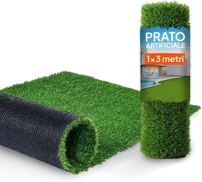 Tappeto sintetico 1x3 m effetto erba naturale - Tappetino drenante con erba artificiale per giardino, balcone e terrazza, percorribile