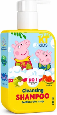 KT Kids Peppa Pig साफ़ करने वाला शैम्पू | पेडियाट्रियन अनुमोदित & 100% वेगन | 3-12 वर्ष के लिए | आँखों को नुकसान नहीं पहुँचाने वाली & मृदु फ़ॉर्मूला | Best Deal