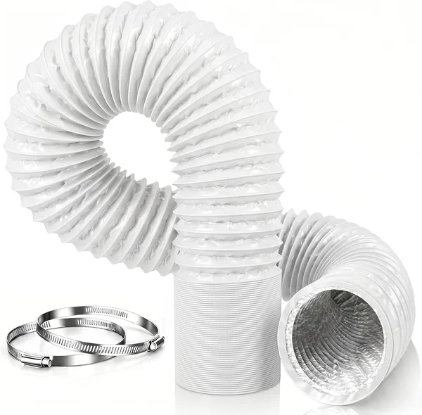 Abluftschlauch 150mm 5m PVC Alu Flexrohr - 4Lagig Flexibel Hitzebest ndig mit 2 Edelstahl-Schlauchschellen f r Klimaanlage,Abluftventilator,Trockner,Dunstabzugshaube