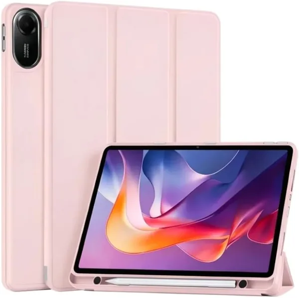 Capa Smart para Tablet Xiaomi Redmi Pad 2 11 Polegadas PU Silicone com Suporte para L pis, Fecho Magn tico (Rosa Claro)