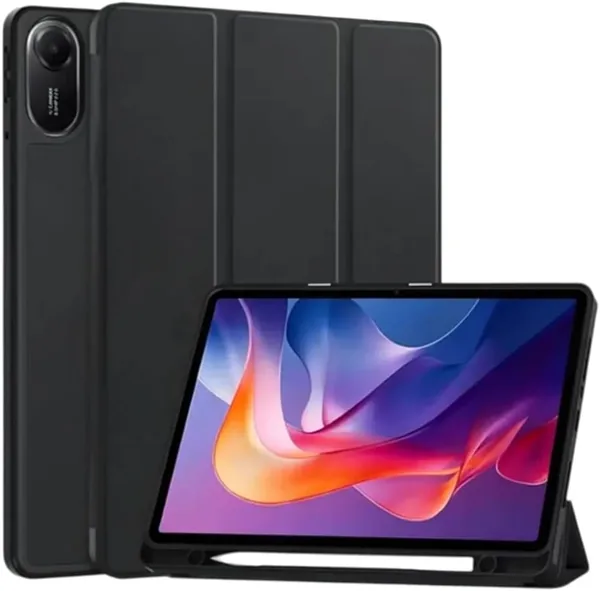 Capa Smart para Tablet Xiaomi Redmi Pad 2 11 Polegadas, Silicone PU, Suporte para Lápis, Fecho Magnético (Preto) - 14% de Desconto