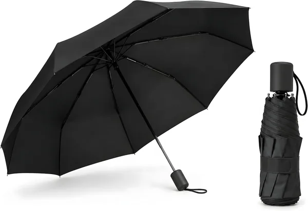Guarda-Chuva Preto Dobrável BF Brasil Forte - Manual, Compacto, 7 Varetas de Fibra de Vidro, Proteção UV, Resistente ao Vento - Melhor Oferta
